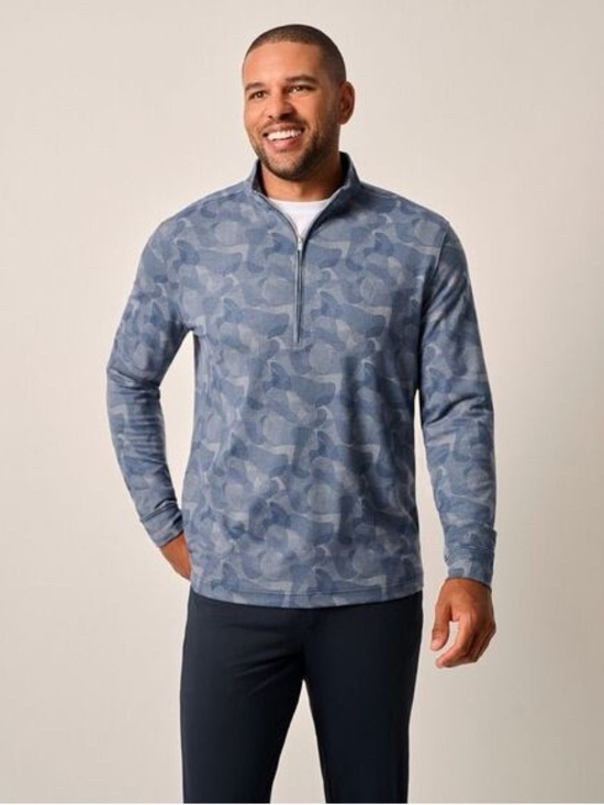 johnnie-O Other - Johnnie-o Dowell Performance Fleece Camo 1/4 Zip Sweatshirt Mens Size XL Blue